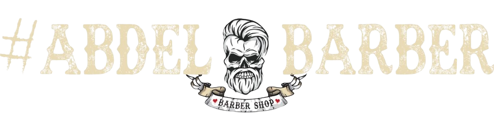 #ABDEL BARBER — logo avec crâne de barbier coiffé et barbu
